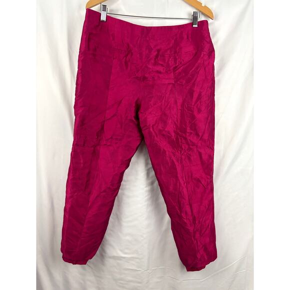 Talbots Pants Womens Sz 12 Pink Signature Tapered Ankle Lined Silk Wool Blend - Picture 2 of 11